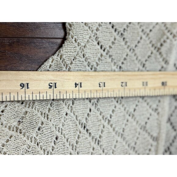 BANDOLINO Womens S Vintage Cream Shorth Sleeve Open Knit Cardigan Sweater Dress - Picture 10 of 11